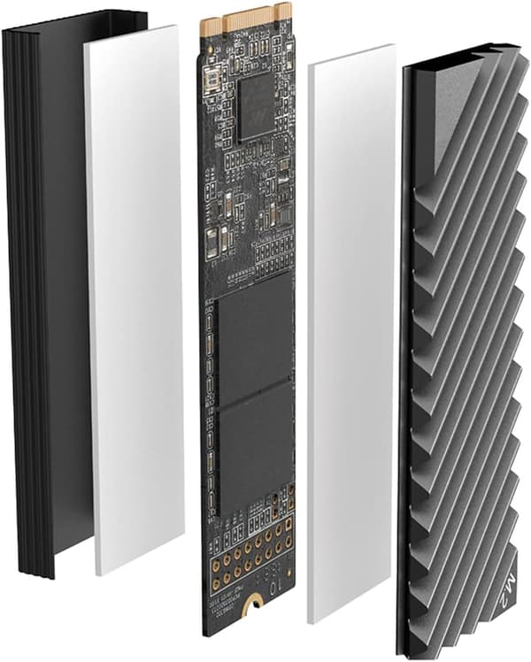 SSD Køler Aluminium M.2 Køleplade med Silikone Termisk Pad til PC/PS5 (Grå)