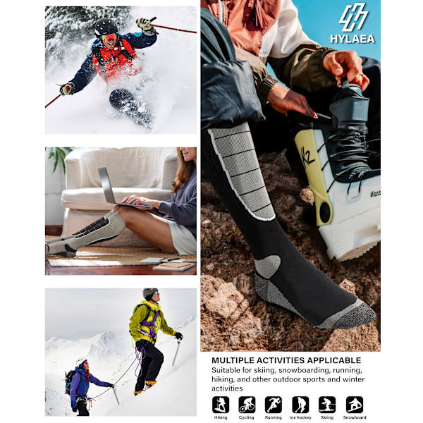 Uld skistrømper, koldvejrsstrømper til snowboarding, sne, vinter, termiske knæhøje varme strømper, jagt