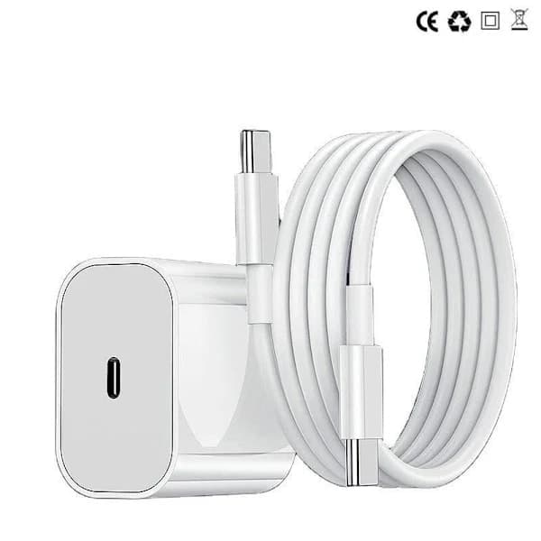 2-pakning iPhone-ladere - Hurtiglader + adapter + 20W kabel Hvit, One Size, iPhone NT 2-pakning, USB-C sett