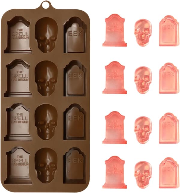 1 pak Halloween silikoneform, kranie isterningeforme, slikforme, bageforme, fondantforme