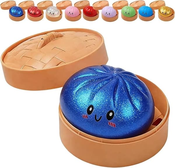Glitterkugle, Glitterkugle Squishy med æske, Kugle Sensorisk Klemmelegetøj til Stresslindring Blue