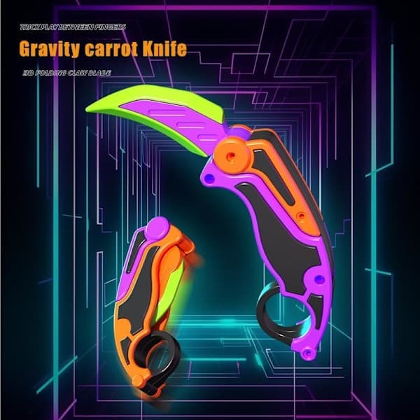 2st Fidget Claw Knife 3D Gravity Knife Toy 3D Gravity Plastik Fällkniv Tryckt Tryckkniv Morotskniv Sensorisk Kniv Fidget