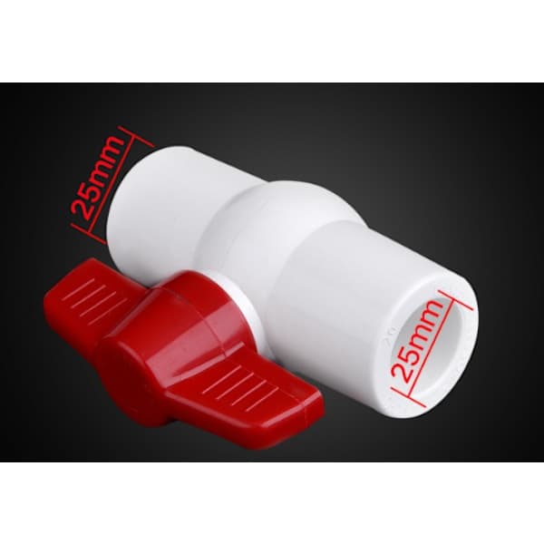 25 mm PVC kulventil för vattenrör, glidkoppling 25 mm 25mm