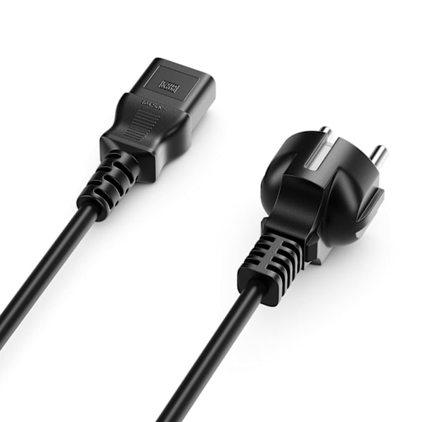 1,5 m Strømkabel Schuko Type F (CEE 7/4) til Kold Apparat Kobling C13 Stik PC Computer Skærm Printer