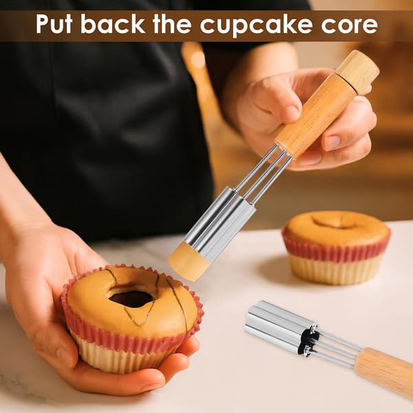 Cupcake Corer Værktøj - Rustfrit Stål Cupcake Huludstikker til Fyld, Holdbart Cupcakes Fyldeværktøj med Blomsterdesign til Bageudstyr