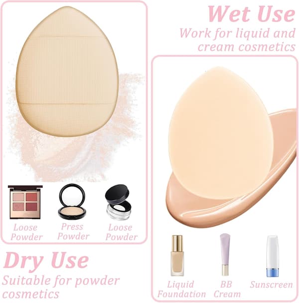 12 stk. Mini Finger Pudderkvast, Dråbeformede Makeupsvampe, Blød Setting Svamp Foundation Kosmetisk Fingerkvast Makeup Setting Våd og Tør Hud