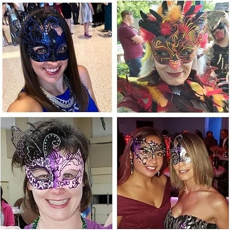 Set med blå Halloween-bal diamantutsmyckade smidesjärnsfjärilsmasker