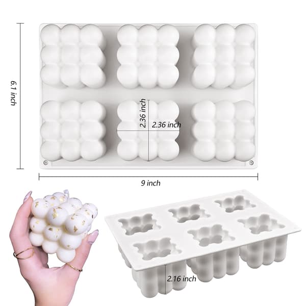3D Boblelysforme - 6-hulrums Bobleterning Silikoneform til Lys Sæbefremstilling, Boblekageform til Bagning af Dessert Mousse Kage Gelé Is