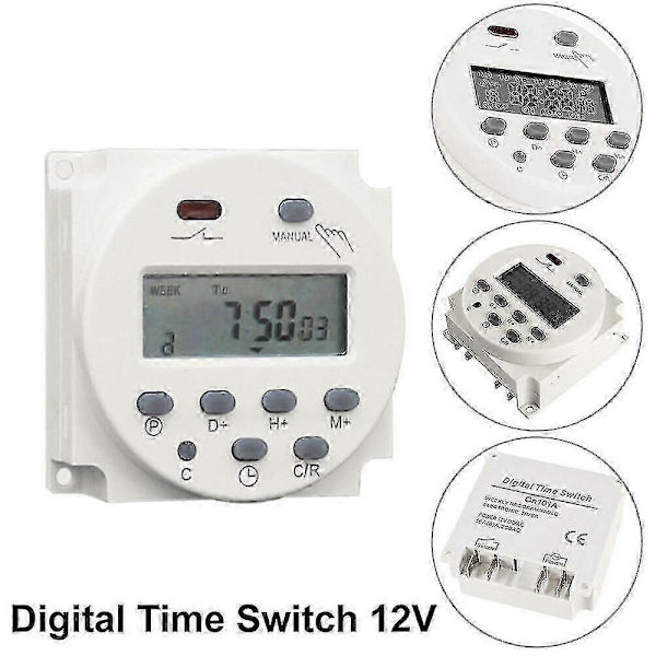 DC 12V Timer Switch 16A Digital Elektronisk LCD Tidsrelä