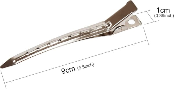 10 stk. andenebbhårklemmer, 3,5 tommer rustfrie metallkrokodilleklemmer med hull for hårstyling, hårfarging, hårdeling, sølv 9cm silver