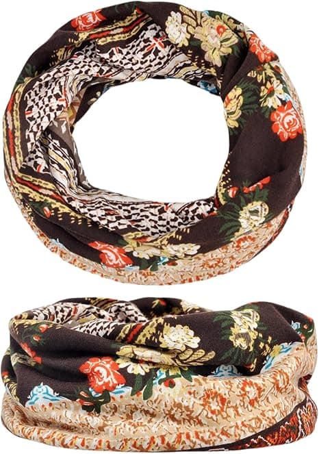 Mössa för kvinnor, Slouch Beanie Unisex Skull Cap Snygg Mössa Vintermössa, Som Mössa, Halsvärmare, Turban, Hjälmfoder Brun Blomma Brown