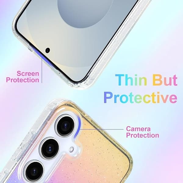 Samsung Galaxy S25 Plus Glitterdeksel for kvinner og jenter, MagSafe-kompatibel, Klart iriserende regnbueglitrende blingdeksel, Gradientfarge Iridescent Glitter