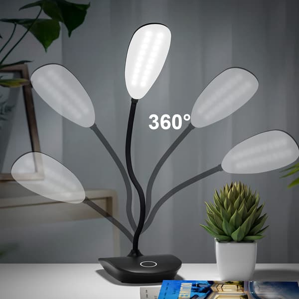 Genopladelig LED-bordlampe, 3 farvetemperaturer, foldbar, sort Black