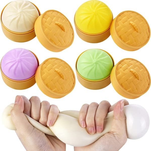 Dumpling Stressbollar Slips Sensoriska Leksaker med Matångare Handbollsleksaker Partygåvor gul yellow