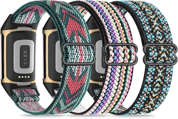 Elastiske armbånd, kompatible med Fitbit Charge 5/Fitbit Charge 6 armbånd til mænd og kvinder, åndbare og justerbare A