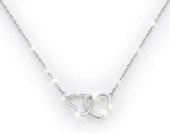 Interlock Hjerte Sølv Vedhæng Halskæde Fin Uendelighed Evighed Kærlighed Choker Halskæder Sød Initial Hjerte Justerbar Kæde Halskæde Kravebenskæde silver