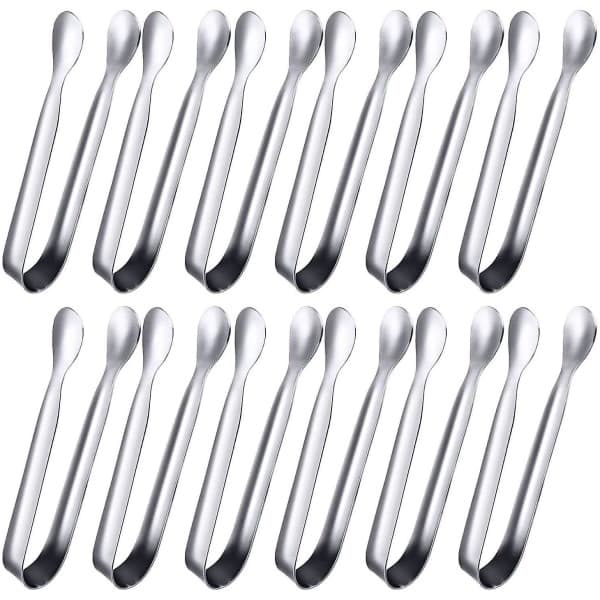12-pack Mini Tänger Sockertänger Istänger Små Serveringstänger i Rostfritt Stål