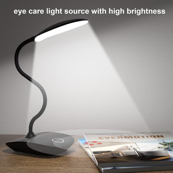 Genopladelig LED-bordlampe, 3 farvetemperaturer, foldbar, sort Black
