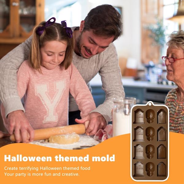 2-pak Halloween Silikoneform Kranie Isterningeforme Slikforme Bageforme Fondantforme