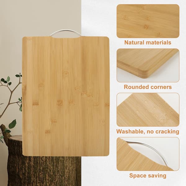 Skärbräda i trä 40X30X1,8 Cm Bambu Trä Skärbräda Stor Trä Slaktarblock för Matlagning, Kött, Grönsaker, Bröd, Kex
