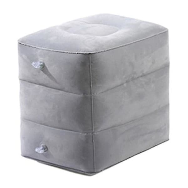 Oppustelig flyfodstøtte, justerbar højde, holdbar, blød, universel, foldbar, bærbar lysegrå light grey