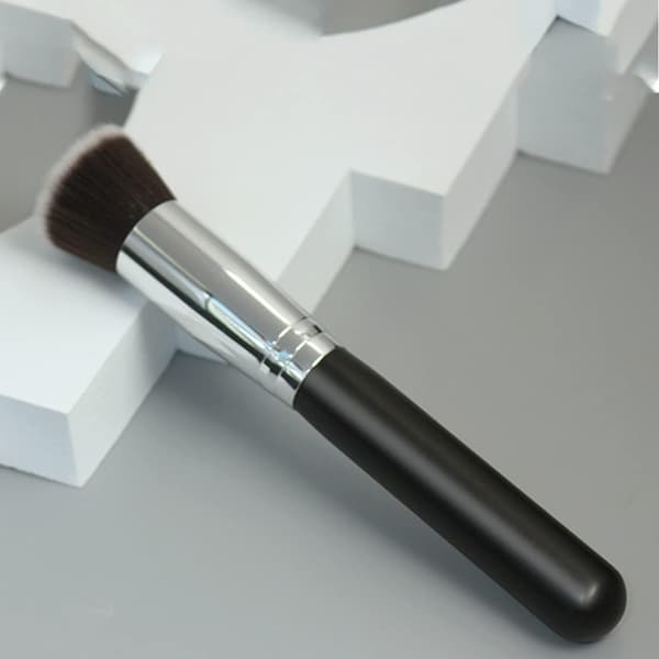 Foundationbørste, blød premium makeupbørste kosmetisk værktøj, sort