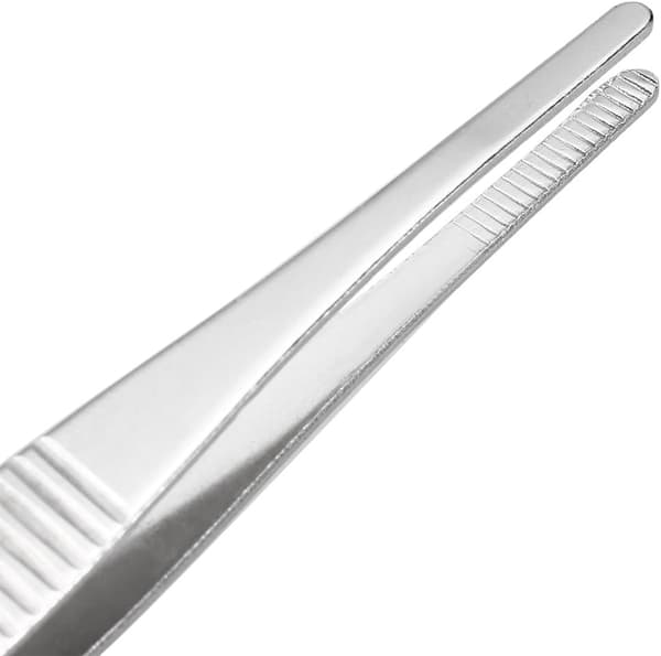 2 stk. lige, stumpe pincetter i rustfrit stål med savtakket spids, 5 tommer
