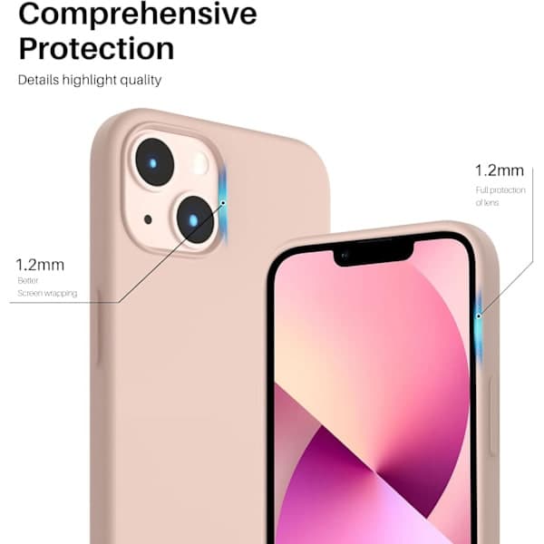 iPhone 13 Deksel, Flytende Silikondeksel for 6,1 tommer iPhone 13, Ultratynt Deksel, Full Dekning Støtsikkert Beskyttende Mykt Deksel Solid Rosa Solid pink