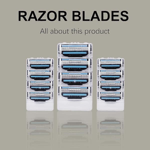 12 manuelle barberblader for Gillette Mach 3-høvler, 3-lags erstatning