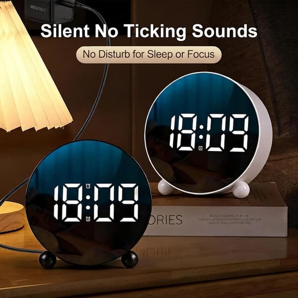 Digital väckarklocka med LED-display, batteri-/USB-driven väckarklocka med snooze (svart) black