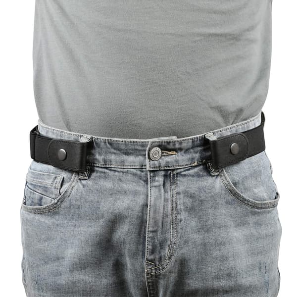 Herrebælte uden spænde, spændefri, usynligt elastisk bælte til kvinder og unisex, justerbart taljebælte til jeans og bukser, sort