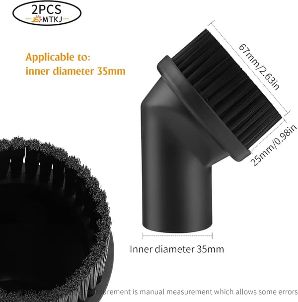 2-Delars Professionell Universell Dammsugarborste - 35mm Diameter - Dammsugarborste