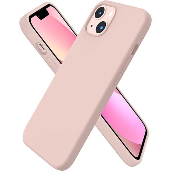 iPhone 13 Deksel, Flytende Silikondeksel for 6,1 tommer iPhone 13, Ultratynt Deksel, Full Dekning Støtsikkert Beskyttende Mykt Deksel Solid Rosa Solid pink