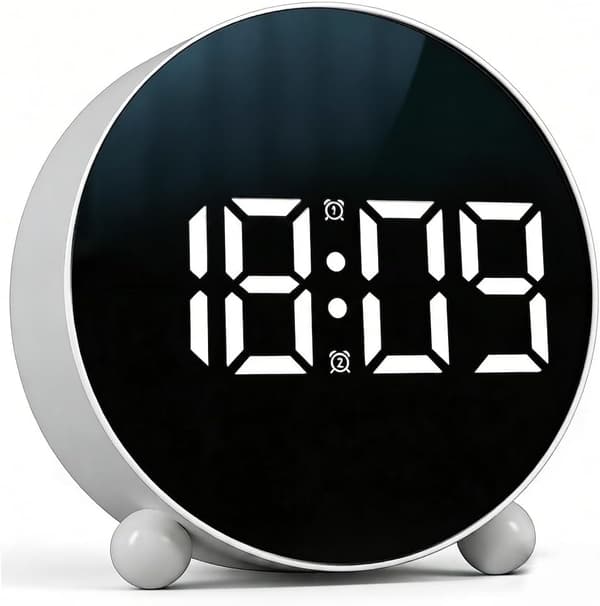 Digital väckarklocka med LED-display, batteri-/USB-driven väckarklocka med snooze (vit) white