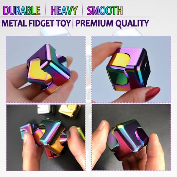 Fidget Spinner Toy Cube - Metall skrivebordsleke, sensorisk stressavlastning for voksne, Valentinsdagsgave EDC