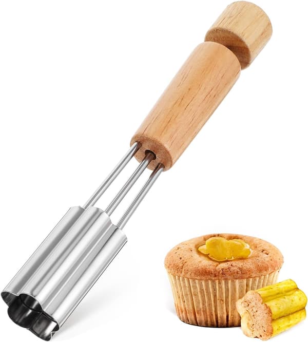 Cupcake Corer Værktøj - Rustfrit Stål Cupcake Huludstikker til Fyld, Holdbart Cupcakes Fyldeværktøj med Blomsterdesign til Bageudstyr