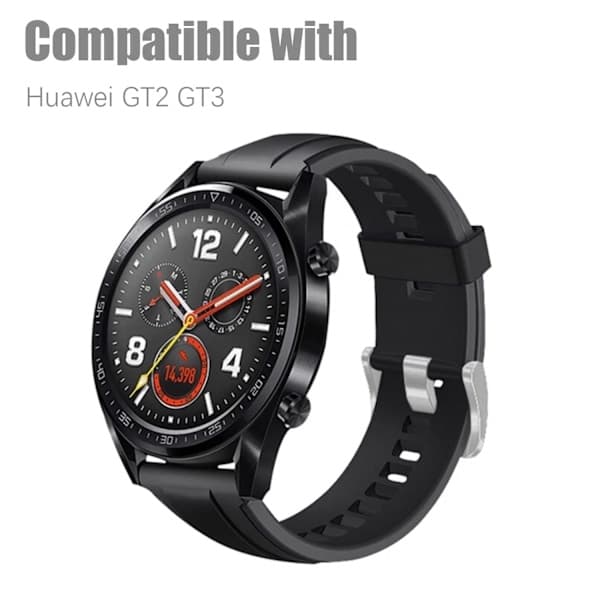 Silikone armbånd 22 mm Sort Huawei Watch GT2/GT3 Sort