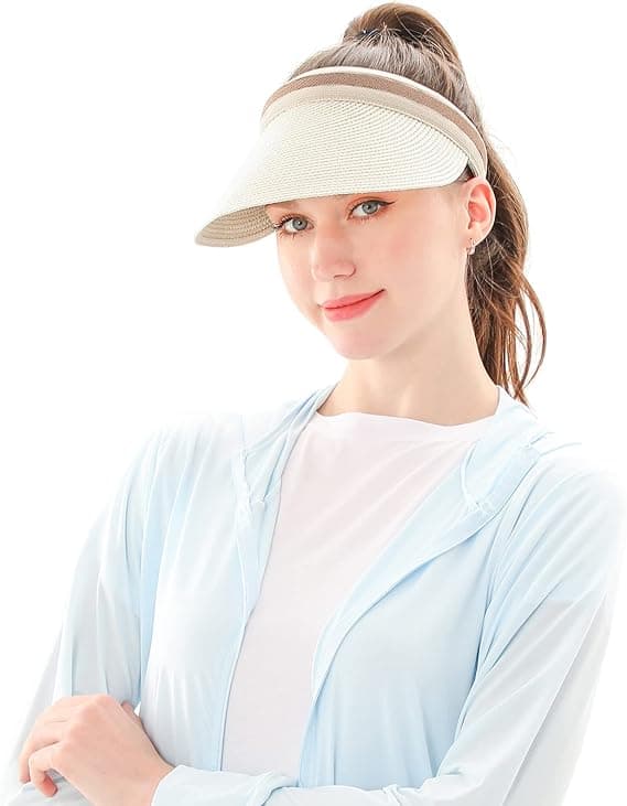 Storbremmet Strandhatt i Halm for Kvinner - Golf Solhatt Sommerhatt white