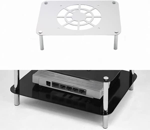 Router kølebase Router kølestativ Multifunktionel varmeafledningsholder Netværksmontering til kontorstudier Stabil, sølv silver