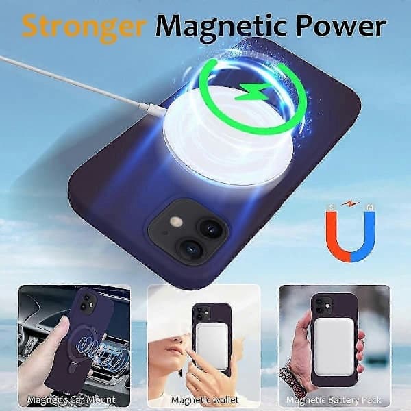 Magnetisk etui til iPhone 11 med ringstativ PC+silikone, stødsikkert telefonetui Style F