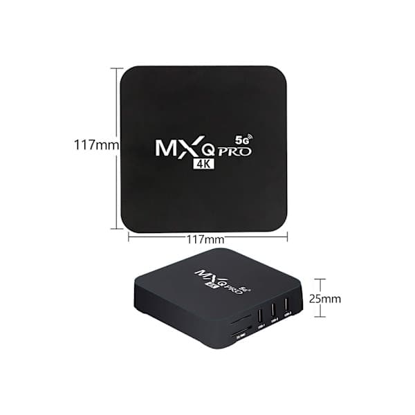 MXQ Pro 5G 4K Android TV 14.0 Box, RAM 1GB ROM 8GB Android Smart Box Dubbel 2.4G/5G Band WiFi Quad Core Home Media Player