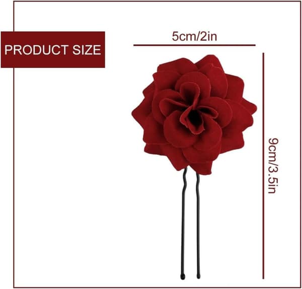Rosett hårklämma, 6 stycken röda rosenblomklämmor Blomsterhårnål Rosblomsterhåraccessoarer U-formade brudhårnålar Bröllopsbrudtärnor