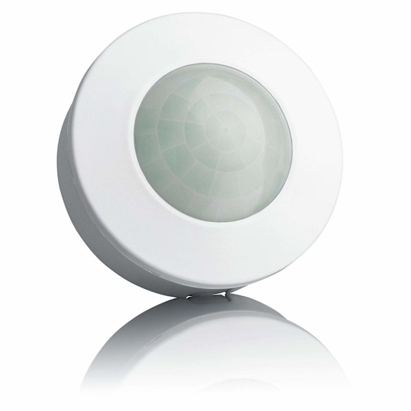 2X Indendørs bevægelsessensor, planforsænket og overflademontering i loft, programmerbar, infrarød sensor, 8m / 360°, egnet til LED, maks. 1200W/600W