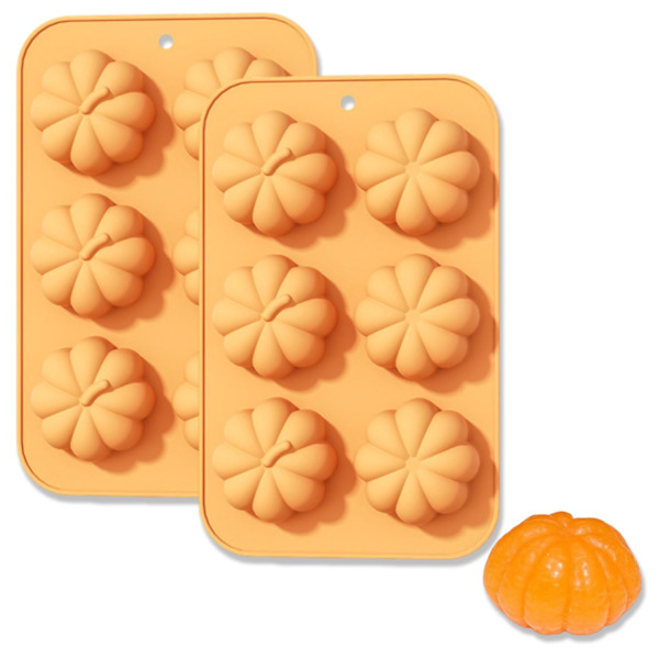 2 stk. græskar silikoneforme til chokolade efterår silikoneforme Halloween Thanksgiving slik bageforme til slik isterning kage cupcake lys sæbe Styl 16