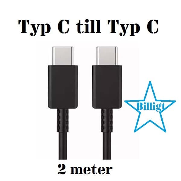 USB C til USB C opladerkabel, 2M EKSTRA LANG 2 stk 2 styck