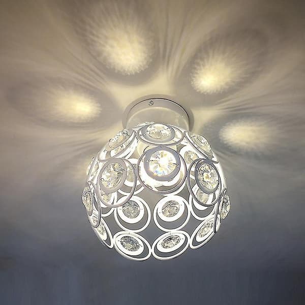 Moderne hvit krystall taklampe, mini semi-flush mount E27 krystall lysekrone