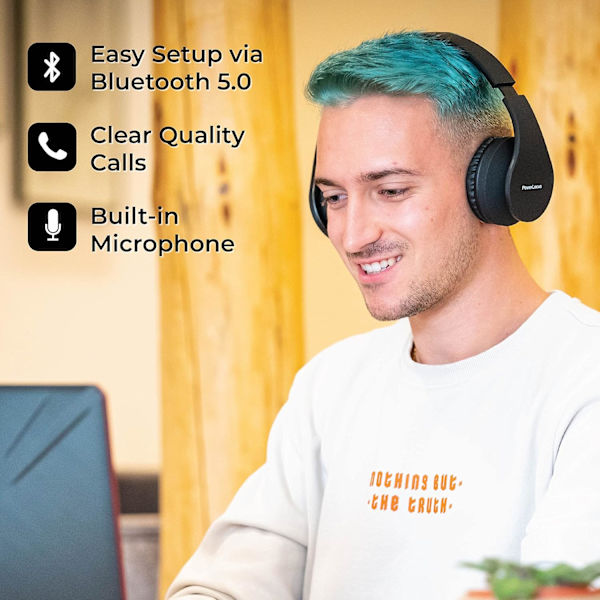 Trådløse Bluetooth-hodetelefoner, Bluetooth-hodebøylehodetelefoner, Bluetooth-headset med mikrofon, sammenleggbare hodetelefoner for iPhone/Android/PC/Reise