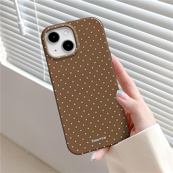 inewateri Kompatibel med iPhone 13/14 Skal, Söt Mode Prickig Design, Mjukt TPU Slim Skyddsfodral Brun iPhone14 pro