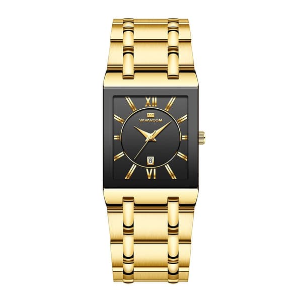 Herreure Firkantede Armbåndsure Rustfrit Stål Guldur Diamant Armbåndsure Dekorative Ure