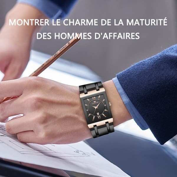 Herreure Firkantede Armbåndsure Rustfrit Stål Guldur Diamant Armbåndsure Dekorative Ure